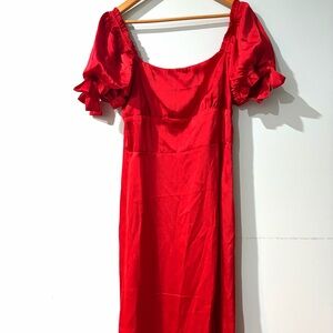 Francesca's Collections Vibrant Red Midi Dress